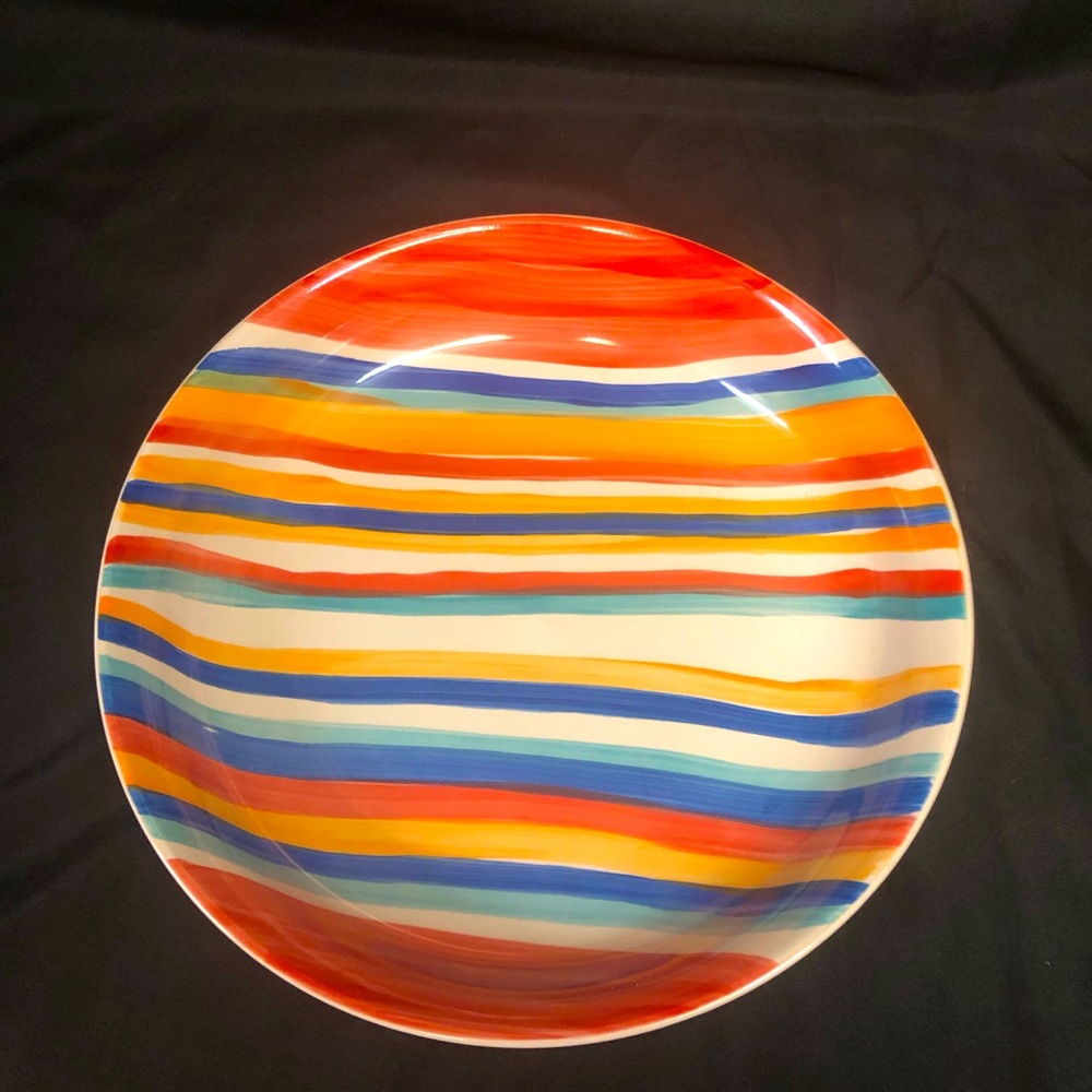 Tabletops Gallery Water Color Red 12-1/2” hand-painted Serving Bowl Large